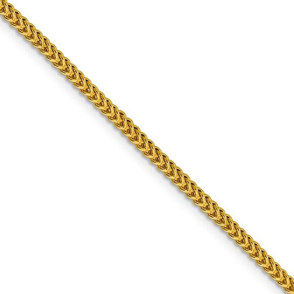 2.25mm 14k Yellow Gold Hollow Franco Chain Necklace 24 Inch